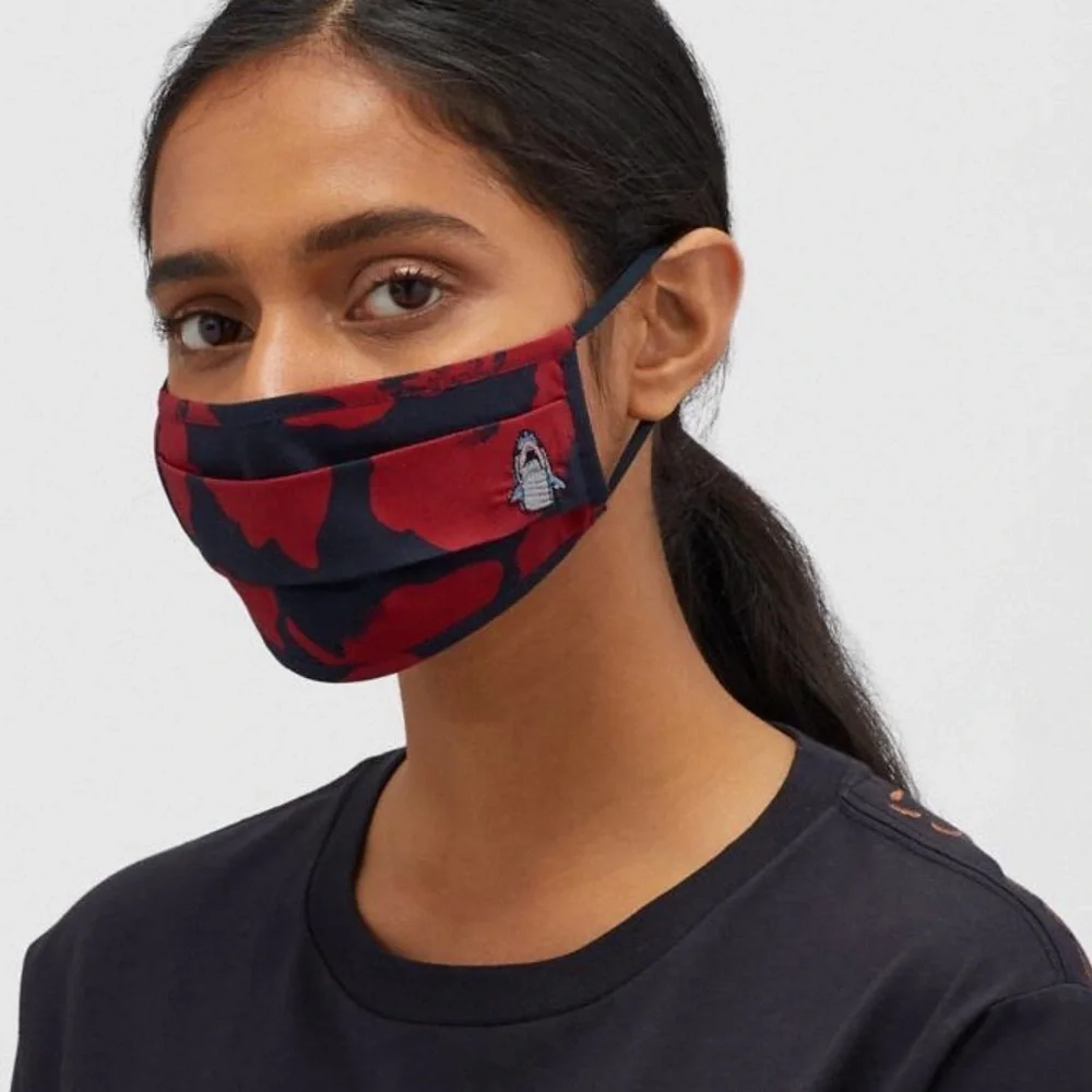 COACH Sharky Face Mask With Wild Flower Camo Print
